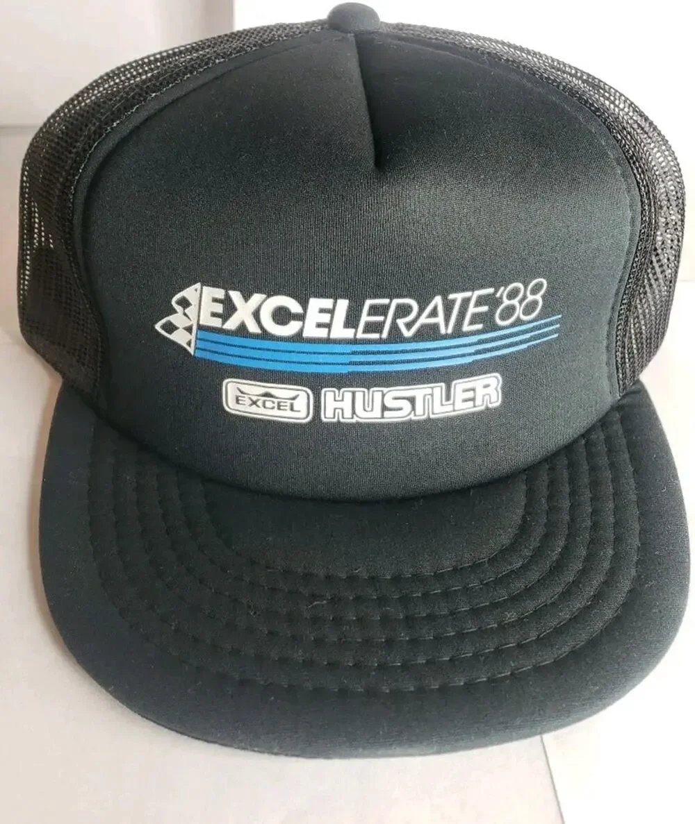 Vintage 80s 1988 Hustler Turf Mowers Ball Cap Truckers Mesh Hat Logo Racing